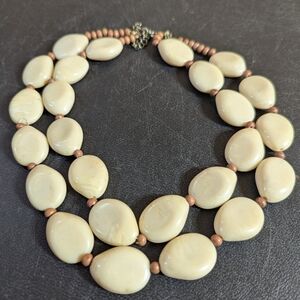 Chic Cream and Tan Beaded Necklace